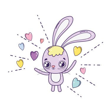 Sevgililer günü tebrik kartı sevimli tavşan ile. Vektör çizim