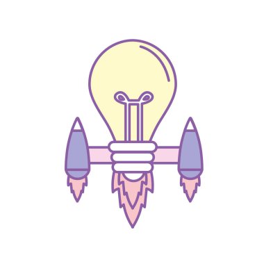 bulb with thrusters to creative idea vector illustration clipart