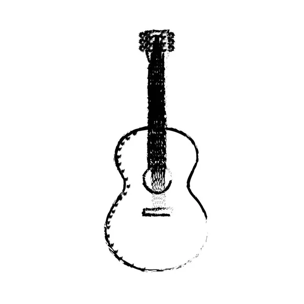 Figure Guitar Musical Instrument Play Music Vector Illustration — Stock Vector