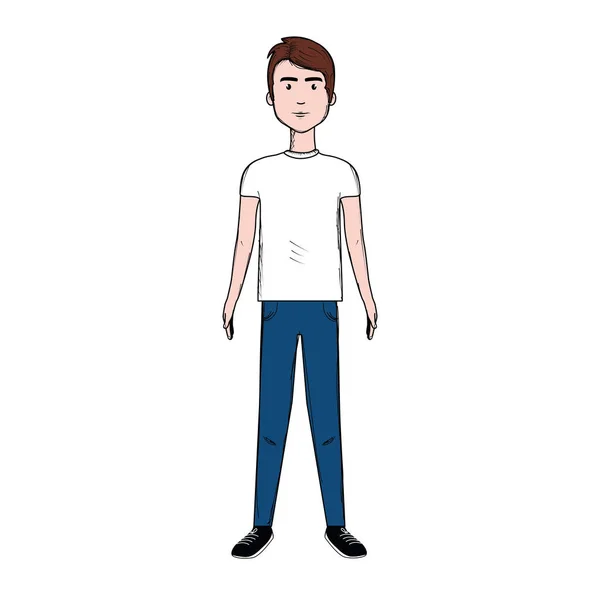 Hombre Guapo Con Peinado Ropa Casual Ilustración Vectorial — Vector de stock