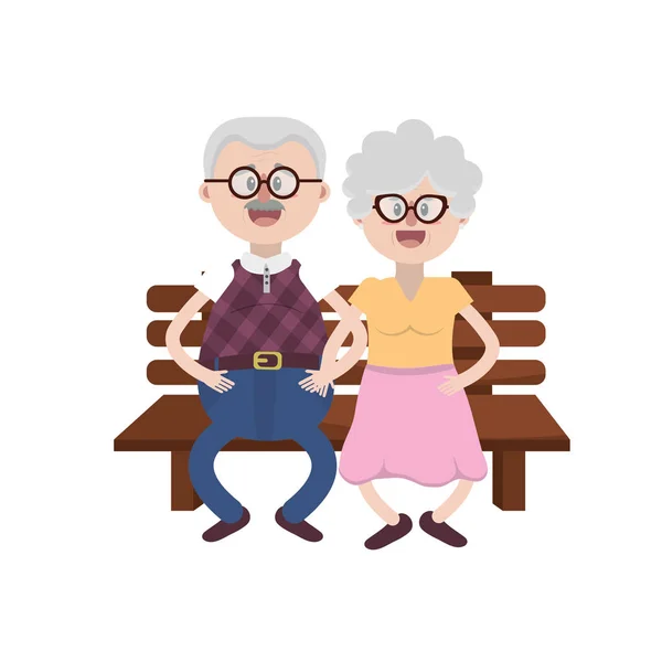 Saç Modeli Vektör Çizim Ile Sandalyede Yaşlı Çift — Stok Vektör