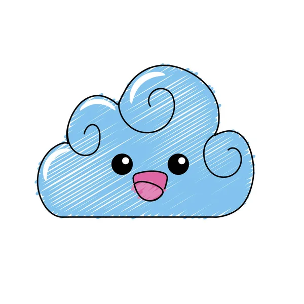 Kawaii Niedlich Glücklich Wolkenwetter Vektor Illustration — Stockvektor