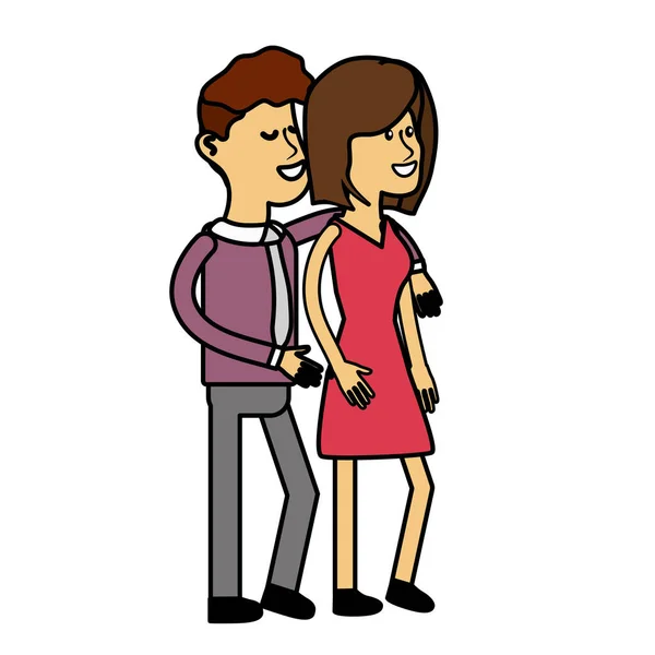 エレガントなと幸せなかわいいカップルを着用 ベクトル イラスト — ストックベクタ