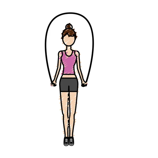 Femme Sautant Pour Faire Exercice Illustration Vectorielle — Image vectorielle