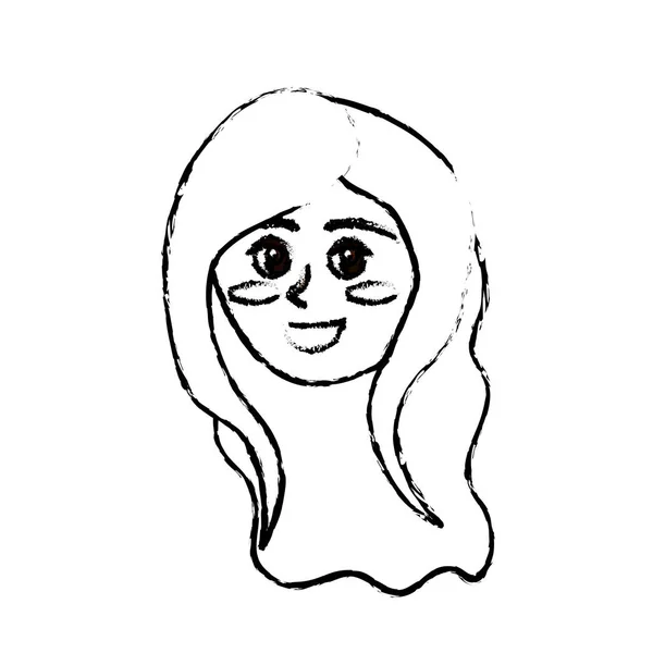 Figura Avatar Rosto Mulher Feliz Com Penteado Design Vetor Ilustração — Vetor de Stock