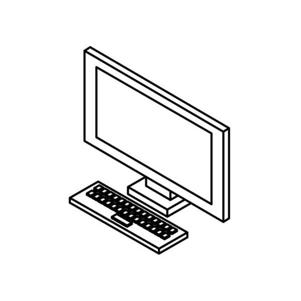 Computador Tecnologia Linha Informação Social Conecta Ilustração Vector —  Vetores de Stock