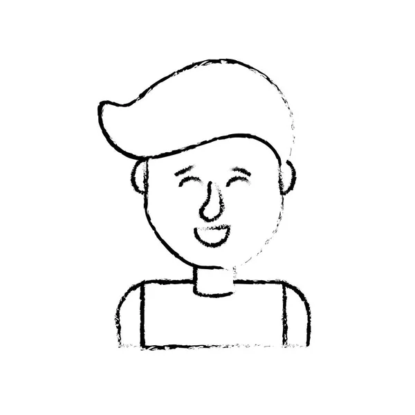 Figura Uomo Carino Con Disegno Acconciatura Illustrazione Vettoriale Camicia — Vettoriale Stock