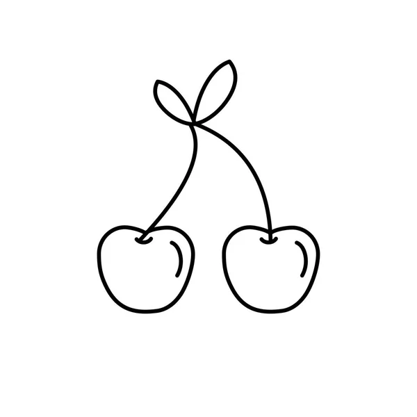 Línea Deliciosa Saludable Fruta Cereza Vector Ilustración — Archivo Imágenes Vectoriales