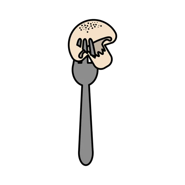 Fresh Mushroom Food Fork Utensil Vector Illustration — Διανυσματικό Αρχείο