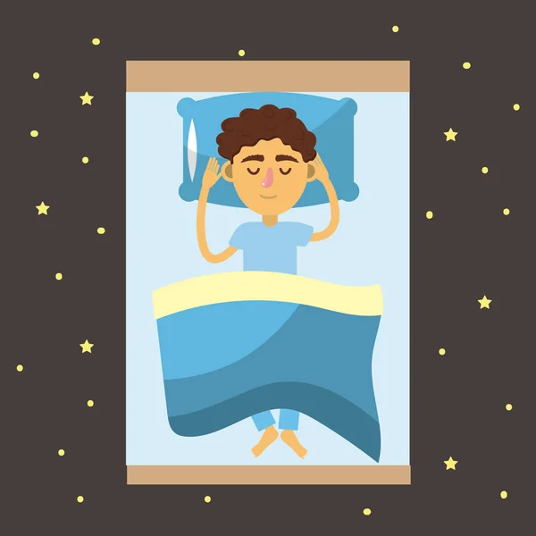 Man Sleeping Taking Good Night Vector Illustration — Stock Vector