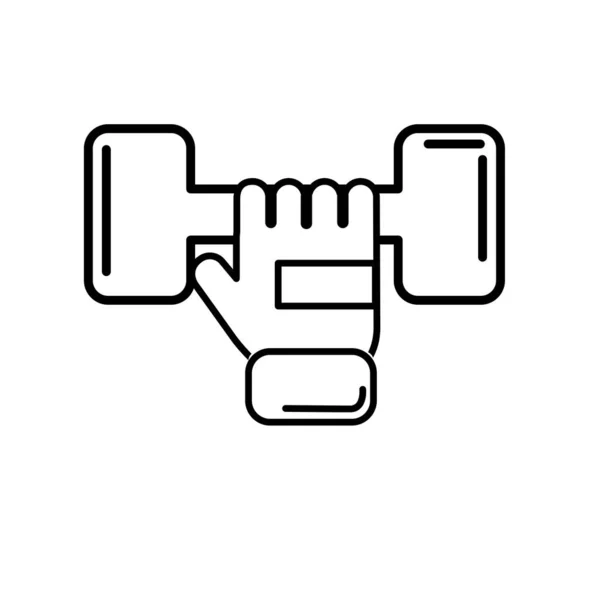 Liniendumbel Mit Handschuh Übungsvektorillustration Machen — Stockvektor
