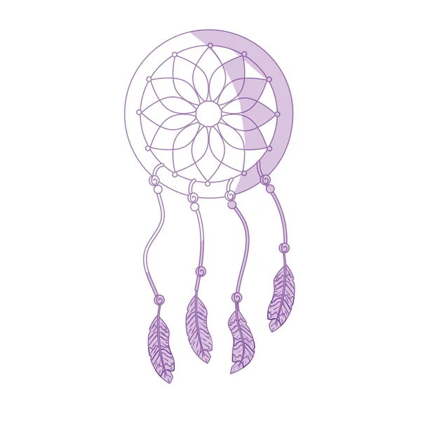 Silhouette Skönhet Dream Catcher Med Fjädrar Design Vektorillustration — Stock vektor