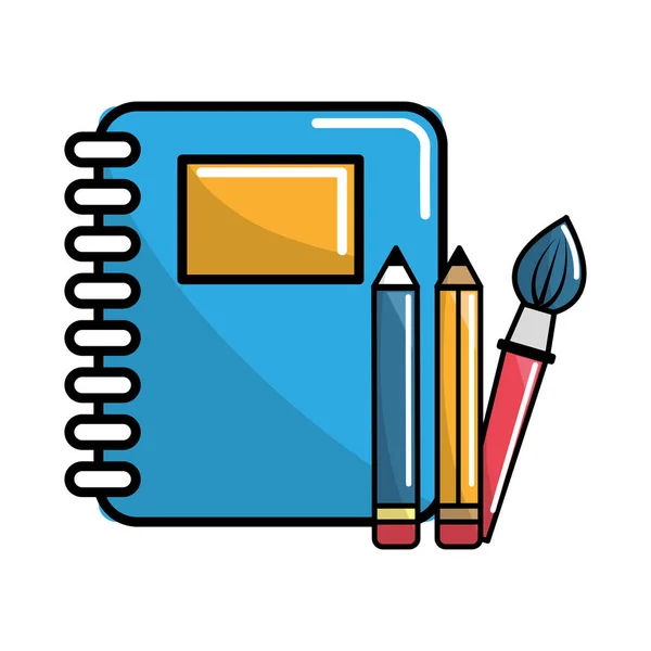 Notebook Iskolai Eszközök Ikonra Vektoros Illusztráció Design Kép — Stock Vector