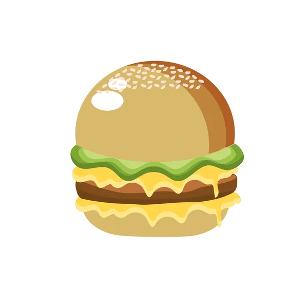Lahodný Hamburger Rychlé Občerstvení Jídla Vektorové Ilustrace — Stockový vektor