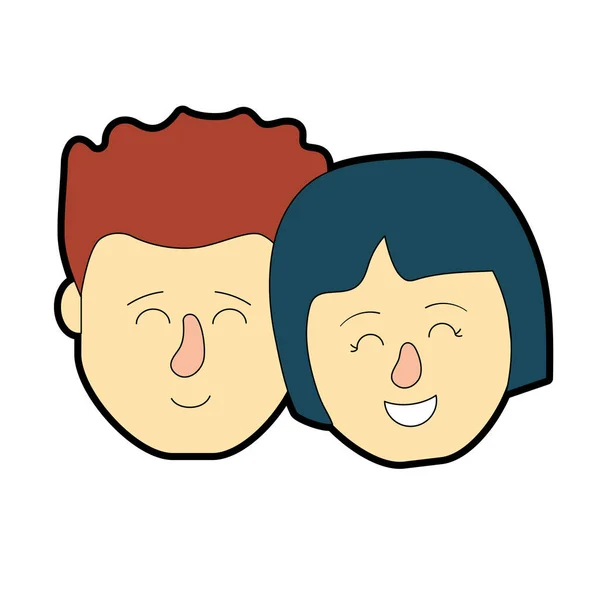 Tête Couple Avatar Avec Illustration Vectorielle Conception Coiffure — Image vectorielle