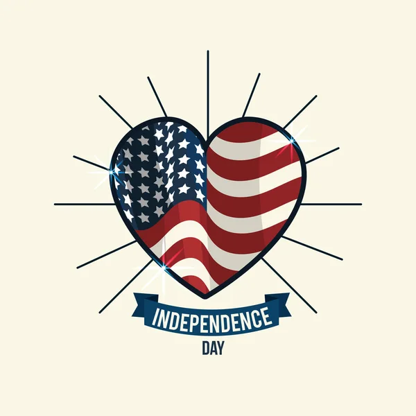 День Незалежності Емблемою Серця Стрічкою Векторні Ілюстрації — стоковий вектор