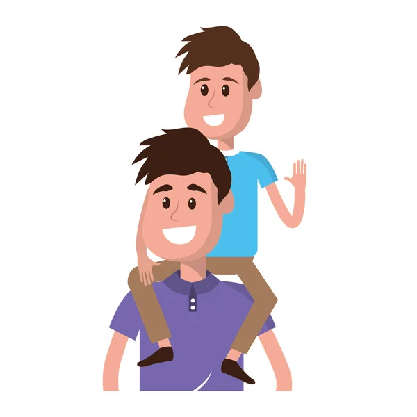 Nice Father Carrying His Son Hands Vector Illustration — Stock Vector