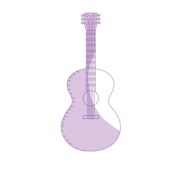 Silueta Guitarra Acústica Tocar Instrumento Música Vector Ilustración — Vector de stock