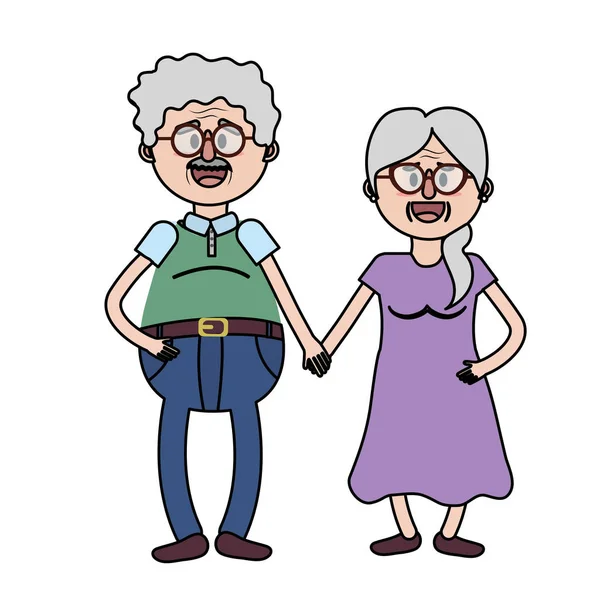 Pasangan Tua Dengan Gaya Rambut Dan Kacamata Vektor Ilustrasi - Stok Vektor