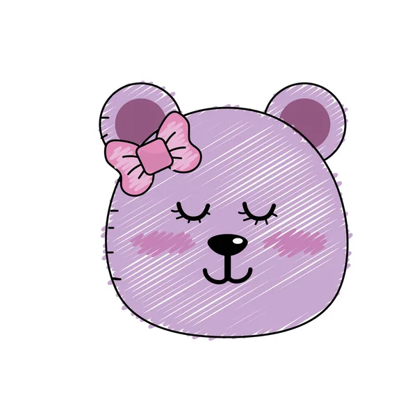 Teddybär Mädchen Kopf Tier Wild Vektor Illustration — Stockvektor
