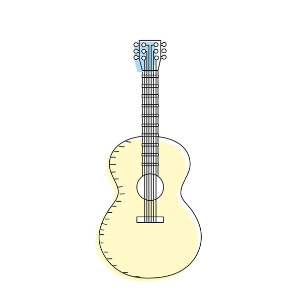 Gitar Akustik Memainkan Musik Vektor Instrumen Ilustrasi - Stok Vektor