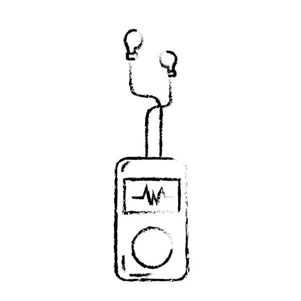 Figure Mp3 Player Rhythm Cardiac Headphones Vector Illustration — Stok Vektör
