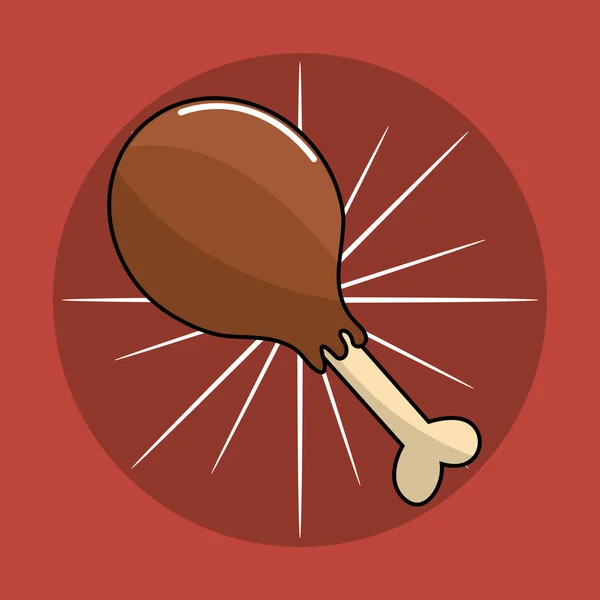 Icono Comida Muslo Pollo Diseño Ilustración Vector — Vector de stock