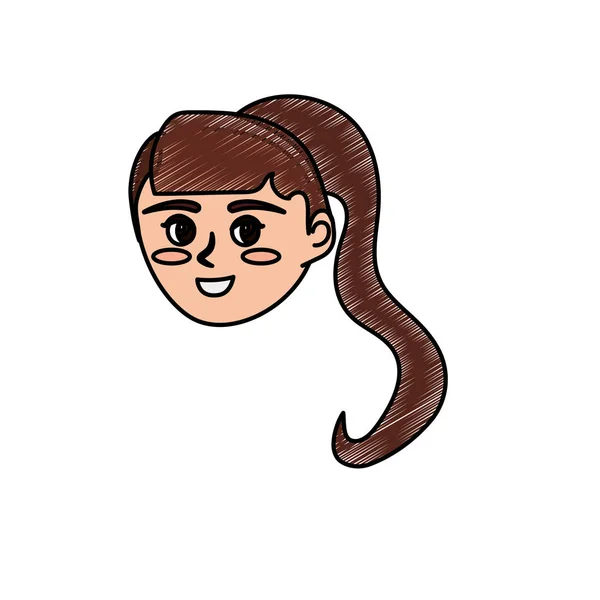 Avatar Feliz Mulher Rosto Com Penteado Design Vetor Ilustração — Vetor de Stock