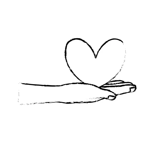 Σχήμα Χαριτωμένο Χέρι Καλή Καρδιά Πάνω Εικονογράφηση Διάνυσμα — Διανυσματικό Αρχείο