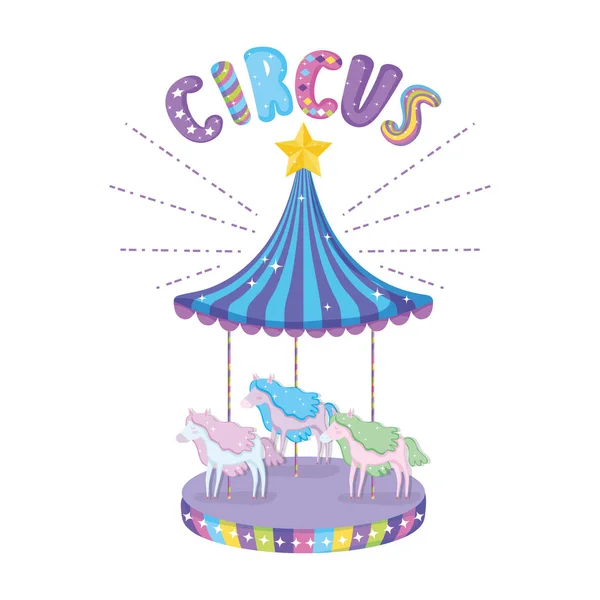 Cirque Carrousel Scène Icône Vectoriel Illustration Design — Image vectorielle