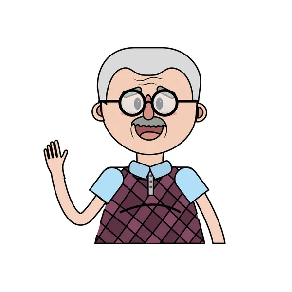 Old Man Glasses Hairstyle Vector Illustration — Stock Vector