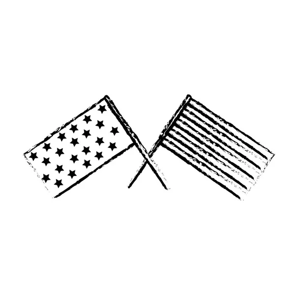 Figura Bandiere Usa Celebrare Vacanze Patriottiche Illustrazione Vettoriale — Vettoriale Stock