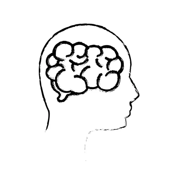 Contorno Pessoa Saúde Mental Com Cérebro Ilustração Vetorial —  Vetores de Stock