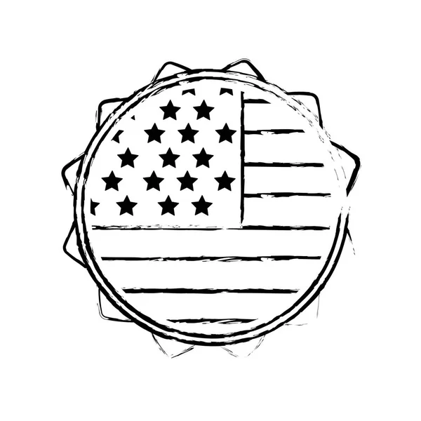 Emblème Figure Avec Drapeau Des Etats Unis Intérieur Dessin Illustration — Image vectorielle