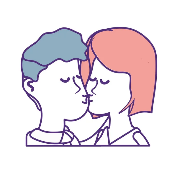 Casal Bonito Beijando Uma Cena Romântica Ilustração Vetorial — Vetor de Stock