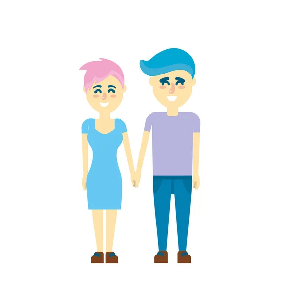 Bonita Pareja Con Diseño Peinado Vector Ilustración — Vector de stock