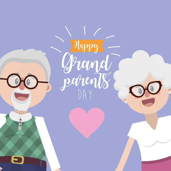 Grandparents Together Glasses Hairstyle Vector Illustration — Stock Vector