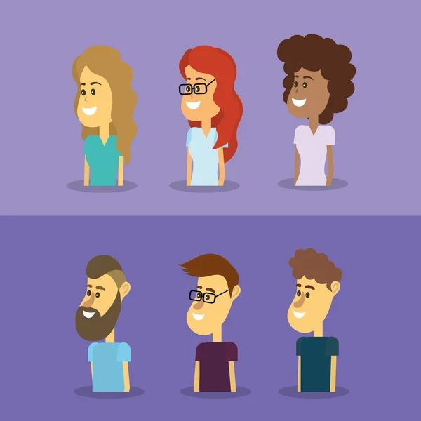 set people face with hairstyle design vector illustration
