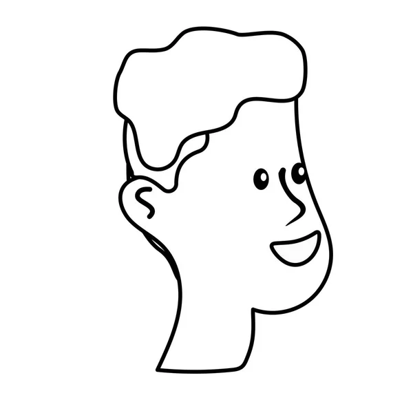 Línea Hombre Feliz Agradable Cabeza Con Peinado Vector Ilustración — Vector de stock