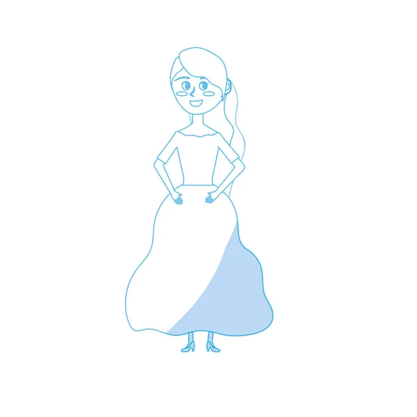 Σιλουέτα Ευτυχισμένη Νύφη Χτένισμα Και Κομψό Φόρεμα Εικονογράφηση Διάνυσμα — Διανυσματικό Αρχείο