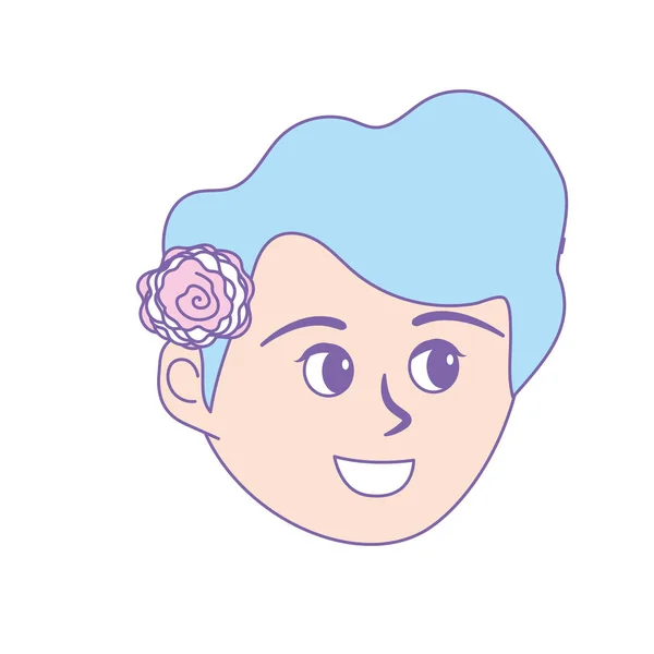 Avatar Feliz Mulher Rosto Com Penteado Design Vetor Ilustração — Vetor de Stock