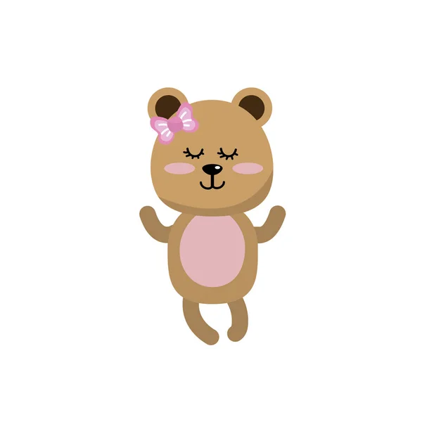 Cute Bear Girl Wild Animal Character Vector Illustration — Stock Vector