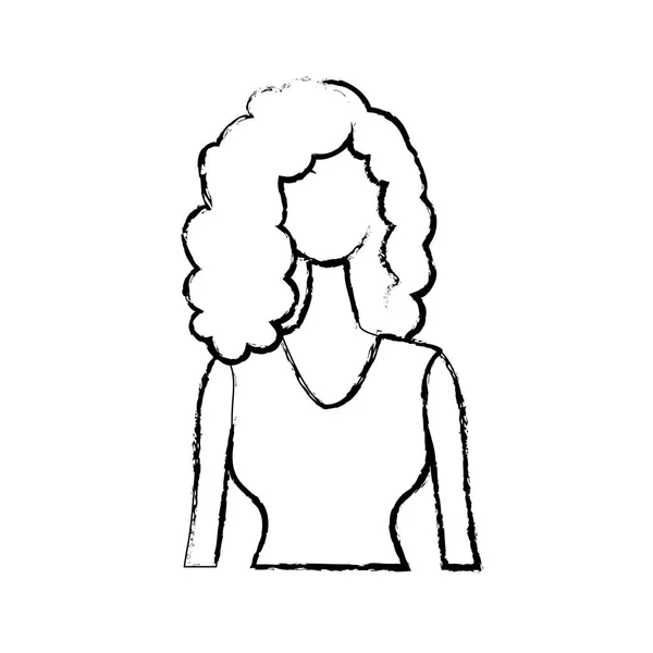 Фигура Милая Женщина Прической Элегантной Блузкой Векторная Иллюстрация — стоковый вектор