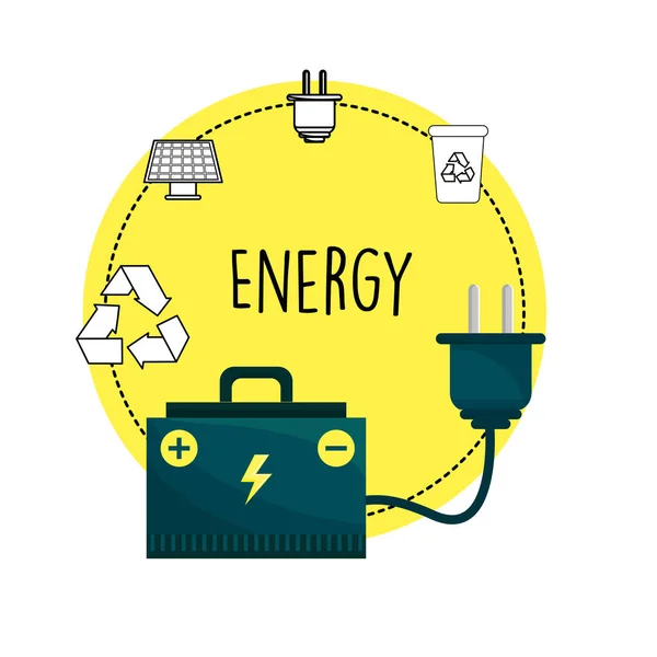 Registrador Energía Iconos Cuidado Del Medio Ambiente Ilustración Vectorial — Vector de stock