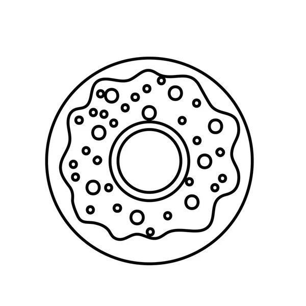 Linje Läckra Söta Donut Bageri Mellanmål Vektor Illustration — Stock vektor