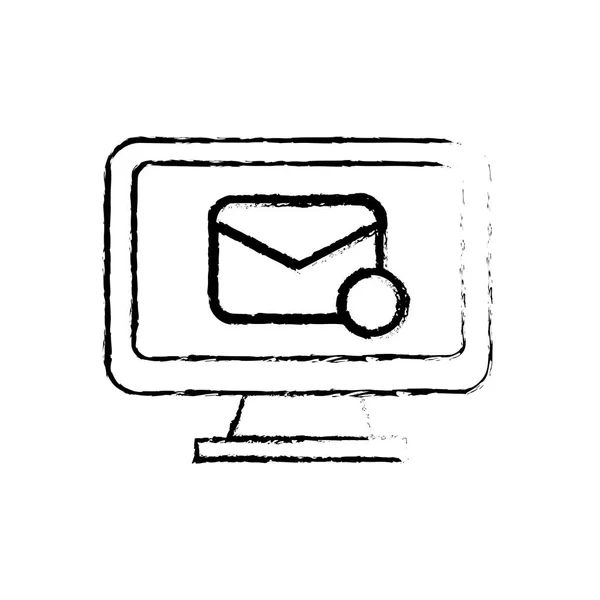 Figura Tecnologia Computador Com Mail Mensagem Eletrônica Ilustração Vetorial —  Vetores de Stock