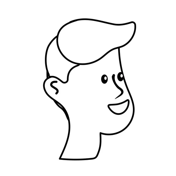 Line Happy Nice Head Man Hairstyle Vector Illustration — Stock Vector
