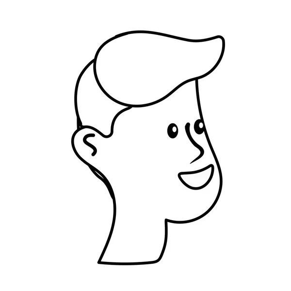 Ligne Homme Tête Heureux Agréable Avec Coiffure Illustration Vectorielle — Image vectorielle