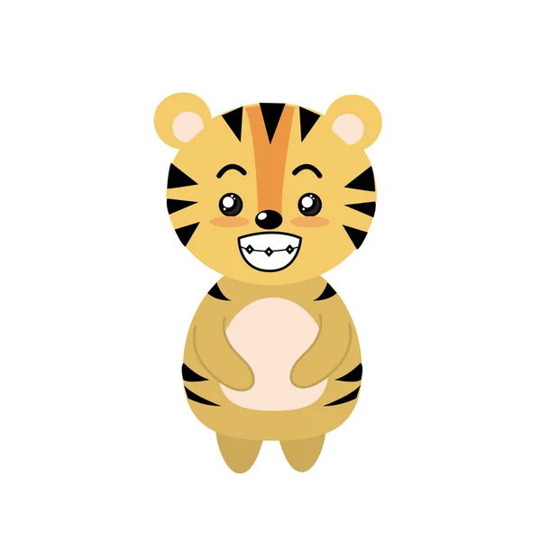 Niedlichen Tiger Wildes Tier Mit Gesichtsausdruck Vektor Illustration — Stockvektor