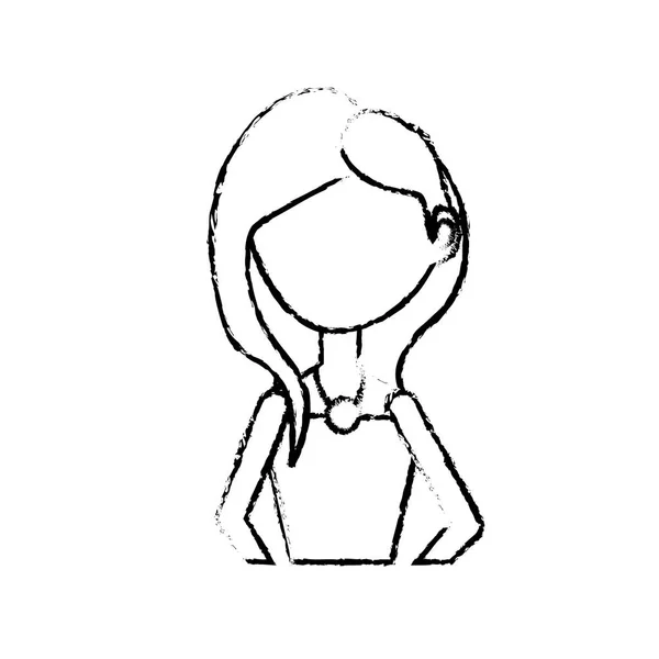 Figura Mulher Feliz Com Penteado Elegante Vestido Vetor Ilustração — Vetor de Stock